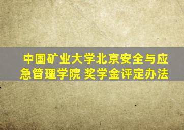 中国矿业大学北京安全与应急管理学院 奖学金评定办法